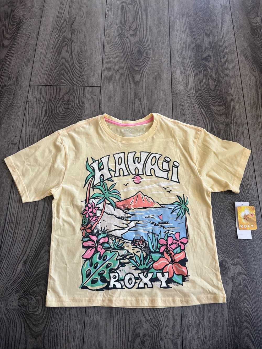 Roxy Yellow Hawaii Graphic Short Sleeve Tee